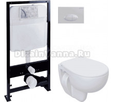 Комплект Унитаз подвесной Seramiksan Natura A051041H + Крышка AG50002 + Инсталляция EWRIKA ProLT 0026-2020 + Кнопка 0052 белая