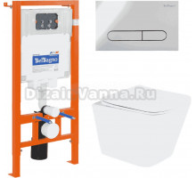 Комплект Унитаз подвесной BelBagno Due BB3103CHR/SC безободковый, с микролифтом + Система инсталляции для унитазов BelBagno BB002-80 с кнопкой смыва BB005-PR-CH