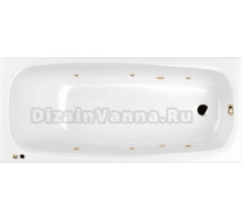 Акриловая ванна WHITECROSS Layla Slim SOFT 180x80, форсунки цвета золото