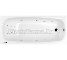 Акриловая ванна WHITECROSS Layla Slim LINE 180x80, форсунки цвета золото