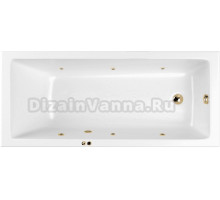 Акриловая ванна WHITECROSS Wave Slim SOFT 160x70, форсунки цвета золото