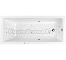 Акриловая ванна WHITECROSS Wave Slim NANO 180x80, форсунки цвета хром
