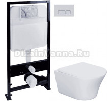 Комплект Унитаз подвесной STWORKI Вестерос HCVST1700SC безободковый, с микролифтом + Инсталляция EWRIKA ProLT 0026-2020 + Кнопка 0040 хром матовый