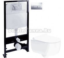 Комплект Унитаз подвесной STWORKI Ольборг HCOLB1700SC безободковый, с микролифтом + Инсталляция EWRIKA ProLT 0026-2020 + Кнопка 0041 хром