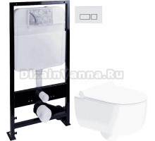 Комплект Унитаз подвесной STWORKI Ольборг HCOLB1700SC безободковый, с микролифтом + Инсталляция EWRIKA ProLT 0026-2020 + Кнопка 0042 белая