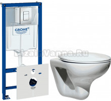 Комплект Унитаз подвесной Roca Mateo 346200000 + Крышка NKP Luande 0346 с микролифтом + Шумоизоляция Grohe 37131000 + Инсталляция Rapid SL 38772001 3 в 1 с кнопкой смыва