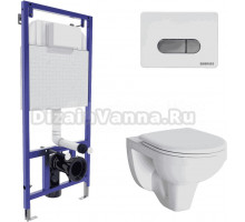 Комплект Berges Gamma 042419 Унитаз подвесной с микролифтом + Система инсталляции Novum 525 + Кнопка смыва D7 белая, хром глянец