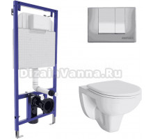 Комплект Berges Gamma 042427 Унитаз подвесной с микролифтом + Система инсталляции Novum 525 + Кнопка смыва S3 хром глянец
