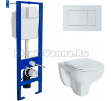 Комплект Berges Gamma 042430 Унитаз подвесной с микролифтом + Система инсталляции Atom 410 + Кнопка смыва Atom белая