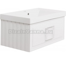 Тумба с раковиной La Fenice Cubo 80 белая, ручка белая