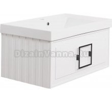 Тумба с раковиной La Fenice Cubo 80 белая, ручка черная