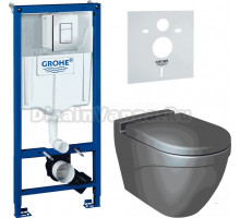 Комплект Унитаз подвесной BOCCHI Taormina Arch 1012-006-0129 серая матовая + Крышка A0302-006 с микролифтом, серая матовая + Шумоизоляция Grohe 37131000 + Инсталляция Rapid SL 38772001 3 в 1 с кнопкой смыва