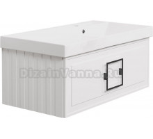 Тумба с раковиной La Fenice Cubo 90 R, белая, ручка черная