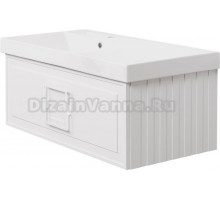 Тумба с раковиной La Fenice Cubo 90 L, белая, ручка белая