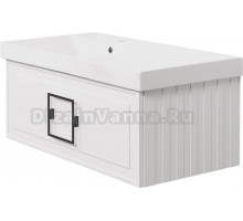 Тумба с раковиной La Fenice Cubo 90 L, белая, ручка черная