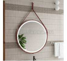 Зеркало круглое CONTINENT Millenium 80 с подсветкой, коричневый ремень