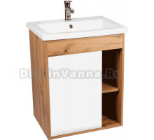 Тумба с раковиной VIANT Бостон 60 подвесная, дуб вотан, белая