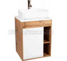 Тумба с раковиной VIANT Бостон 60 подвесная, дуб вотан, белая, раковина A63570
