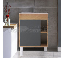 Тумба с раковиной VIANT Бостон 60 напольная, дуб вотан, графит
