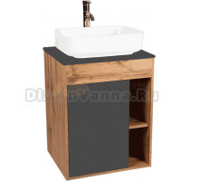 Тумба с раковиной VIANT Бостон 70 подвесная, дуб вотан, графит, раковина A63570