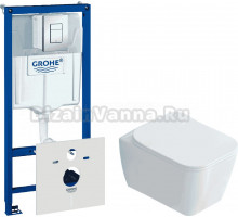 Комплект Унитаз подвесной STWORKI Монтре SETK3204-2616 безободковый, с микролифтом + Шумоизоляция Grohe 37131000 + Инсталляция Rapid SL 38772001 3 в 1 с кнопкой смыва