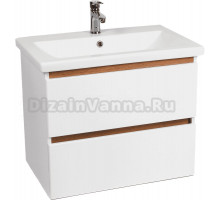 Тумба с раковиной VIANT Мальта 70 подвесная, белая, дуб вотан
