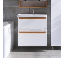 Тумба с раковиной VIANT Мальта 60 подвесная, белая, дуб вотан