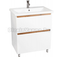 Тумба с раковиной VIANT Мальта 80 напольная, белая, дуб вотан