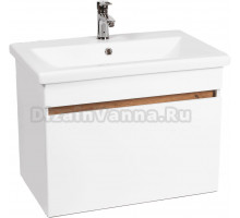 Тумба с раковиной VIANT Мальта 70 подвесная, белая, дуб вотан, 1 ящик