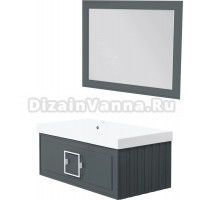 Мебель для ванной La Fenice Cubo 90 L серая, ручка белая