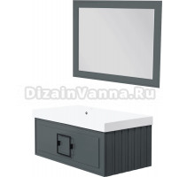 Мебель для ванной La Fenice Cubo 90 L серая, ручка черная