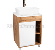 Тумба с раковиной VIANT Бостон 70 напольная, дуб вотан, белая, раковина A63570
