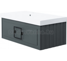 Тумба с раковиной La Fenice Cubo 90 L серая, ручка черная