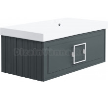 Тумба с раковиной La Fenice Cubo 90 R серая, ручка белая