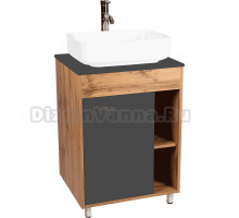 Тумба с раковиной VIANT Бостон 60 напольная, дуб вотан, графит, раковина A63570