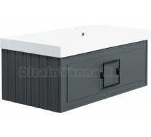 Тумба с раковиной La Fenice Cubo 90 R серая, ручка черная