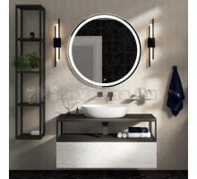 Мебель для ванной Cezares Cadro 120 1-ярусная, подвесная, черная полка, белый ящик, со столешницей