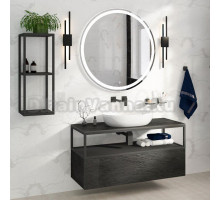 Мебель для ванной Cezares Cadro 120 1-ярусная, подвесная, черная полка, черный ящик, со столешницей