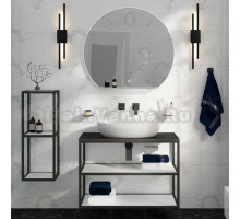 Мебель для ванной Cezares Cadro 80 2-х ярусная, подвесная, белые полки, со столешницей Cadro 80 nero magma