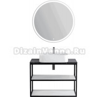 Мебель для ванной Cezares Cadro 80 2-х ярусная, подвесная, белые полки, столешница BelBagno 80 marmo nero opaco