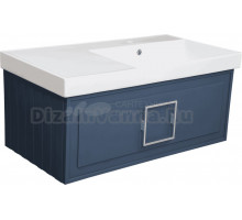 Тумба с раковиной La Fenice Cubo 90 R синяя, ручка хром