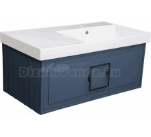 Тумба с раковиной La Fenice Cubo 90 R синяя, ручка черная