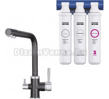 Смеситель для кухни Granula 2015 Чёрный+АКС-002 с фильтром