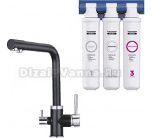 Смеситель для кухни Granula 2015 Шварц+АКС-002 с фильтром