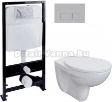 Комплект Унитаз подвесной DIWO Анапа безободковый + Крышка 804-003-701 термопласт + Инсталляция EWRIKA ProLT 0026-2020 + Кнопка 0041 хром