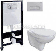 Комплект Унитаз подвесной DIWO Анапа безободковый + Крышка 804-003-701 термопласт + Инсталляция EWRIKA ProLT 0026-2020 + Кнопка 0040 хром матовый