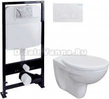 Комплект Унитаз подвесной DIWO Анапа безободковый + Крышка 804-003-701 термопласт + Инсталляция EWRIKA ProLT 0026-2020 + Кнопка 0042 белая