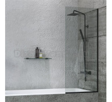 Шторка на ванну DIWO Анапа неподвижная, 60х140, профиль черный матовый, прозрачное стекло