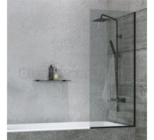 Шторка на ванну DIWO Анапа неподвижная, 50х140, профиль черный матовый, прозрачное стекло