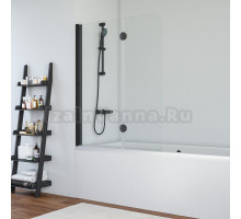 Шторка на ванну Vegas Glass E2V 120 02М 01 L профиль черный матовый, стекло прозрачное